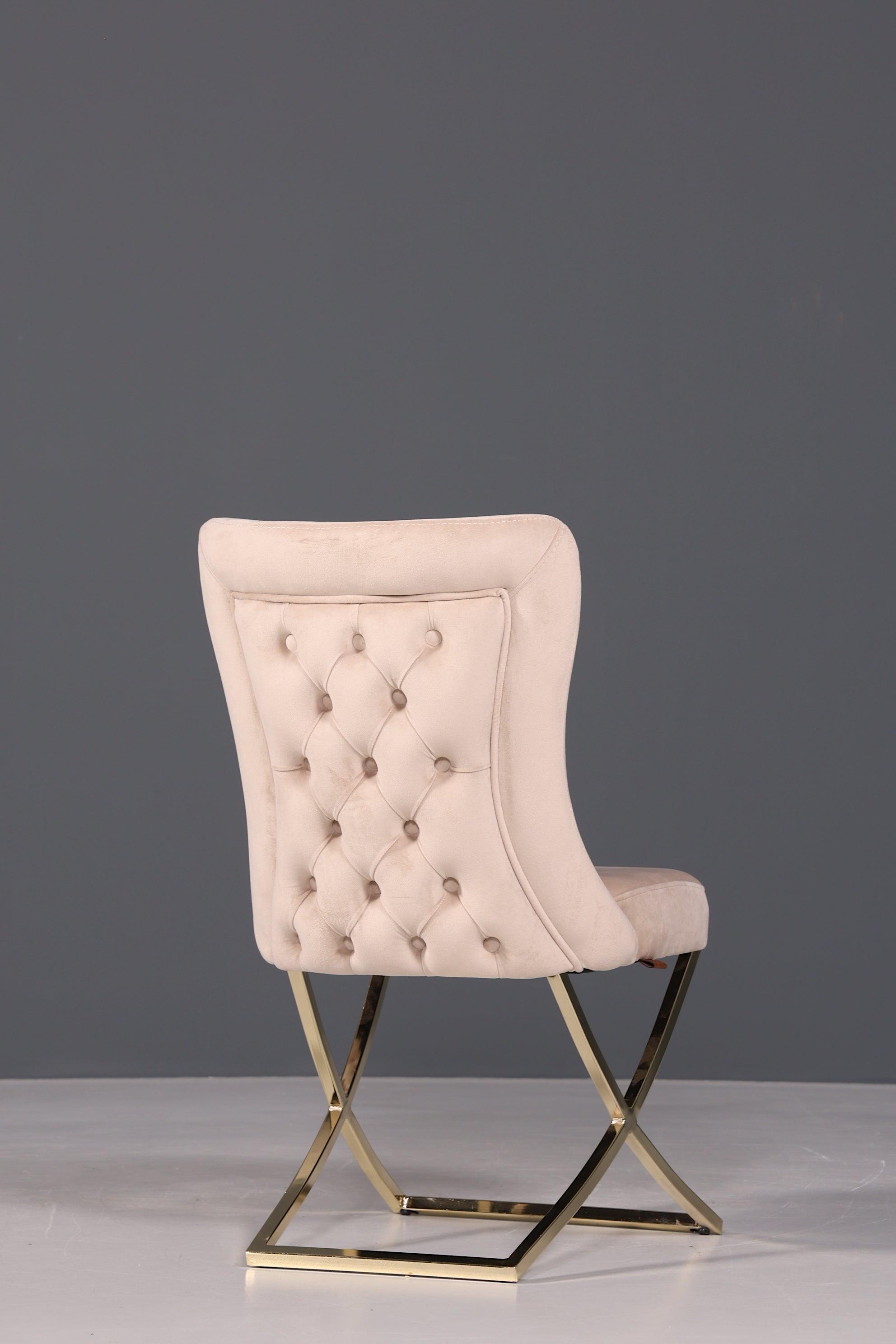 Edler Chesterfield Esszimmerstuhl &quot;Valencia&quot; in Beige Gold