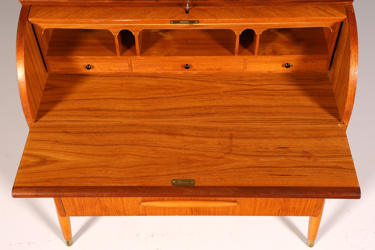 Wunderschöner Mid Century Rollladen Sekretär Schreibkommode Büro Schrank Vintage 60s Holz