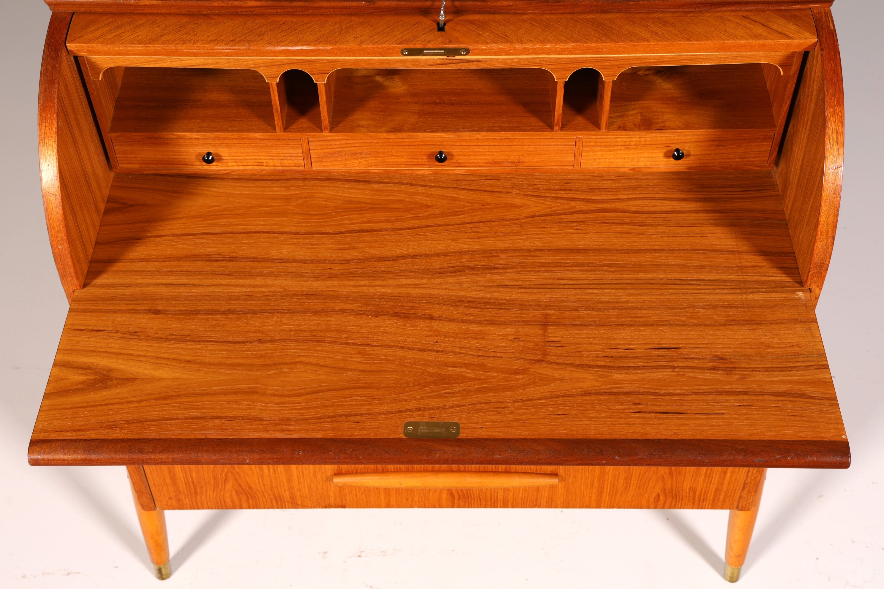 Wunderschöner Mid Century Rollladen Sekretär Schreibkommode Büro Schrank Vintage 60s Holz