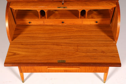 Wunderschöner Mid Century Rollladen Sekretär Schreibkommode Büro Schrank Vintage 60s Holz