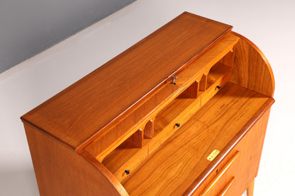 Wunderschöner Mid Century Rollladen Sekretär Schreibkommode Büro Schrank Vintage 60s Holz