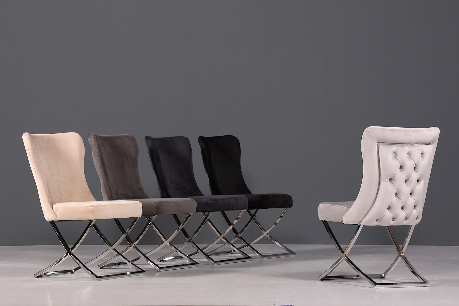 Edler Chesterfield Esszimmerstuhl &quot;Valencia&quot; in Grau