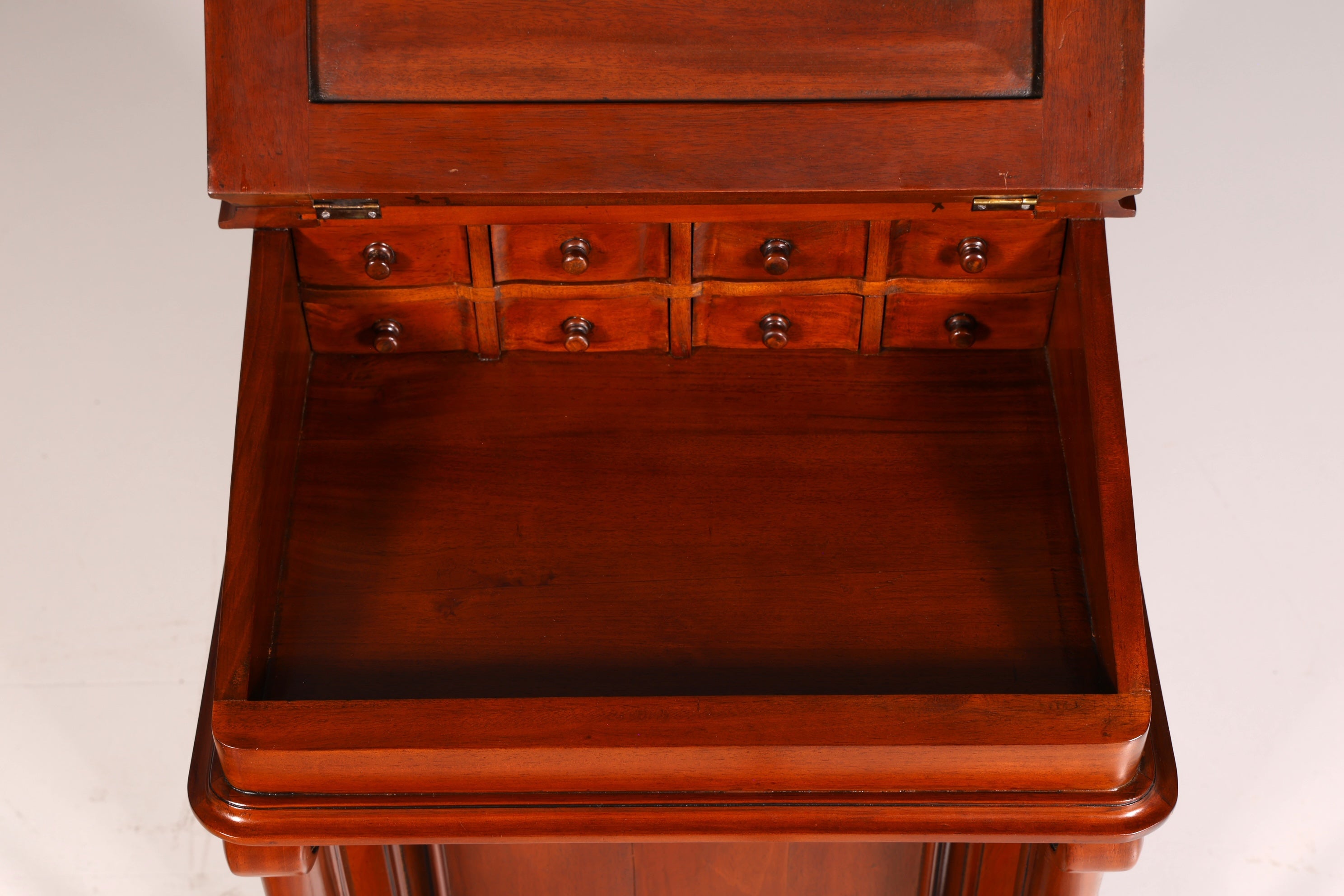 Beautiful English Davenport Writing Desk Secretary with Leather Inlay, Antique Vintage Chest of Drawers
