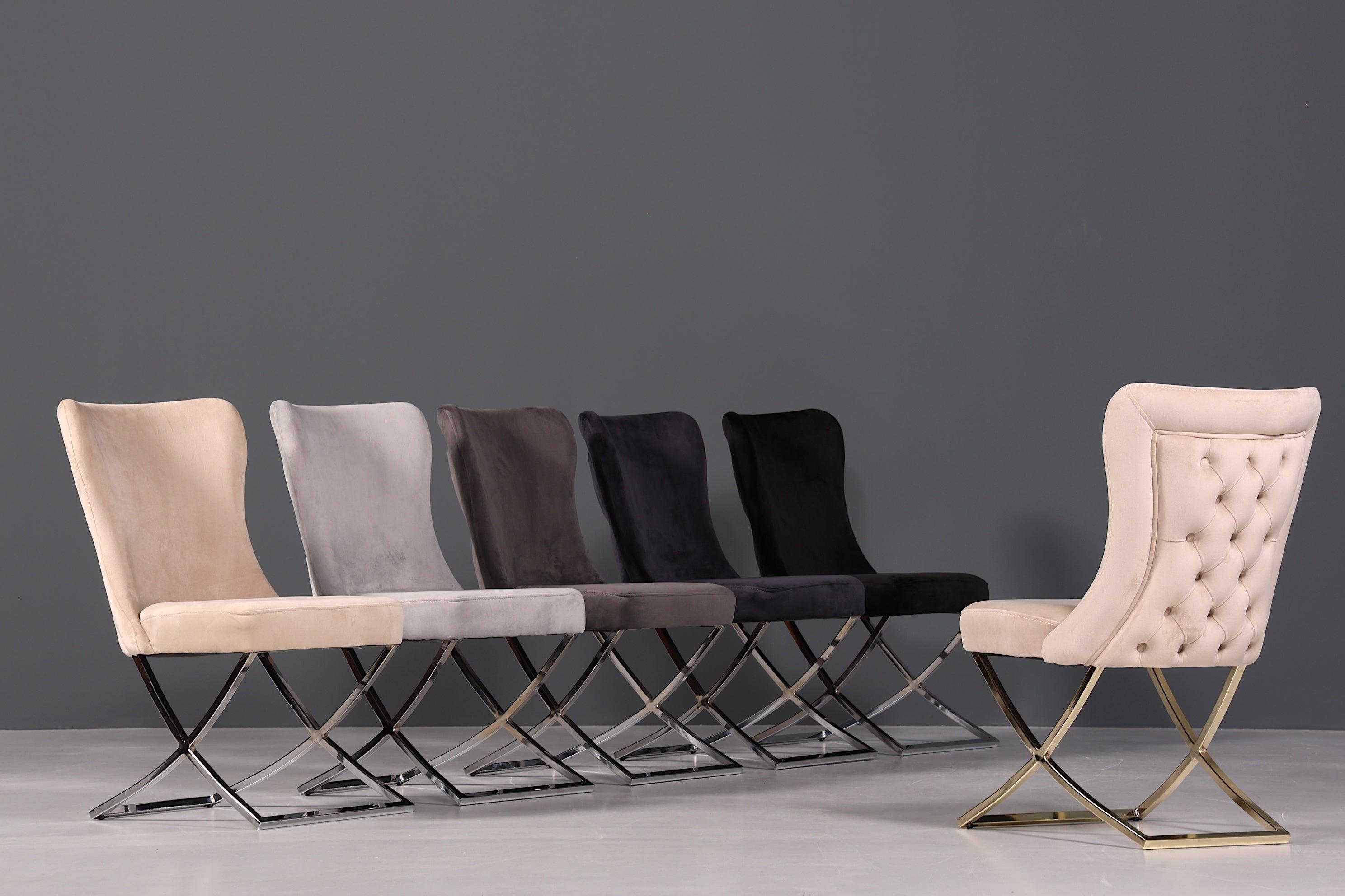 Edler Chesterfield Esszimmerstuhl &quot;Valencia&quot; in Beige Gold