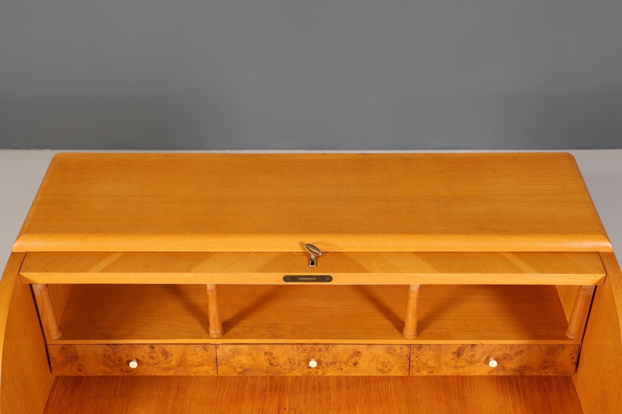 Stilvoller Mid Century Rollladen Sekretär Danish Design echt Holz Rollladen Kommode