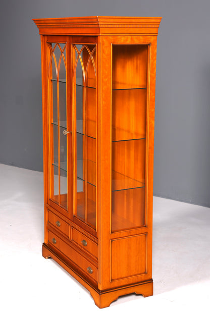 Wunderschöne Englische Vitrine Eibe Bücherschrank Buffet Antik Stil Glasvitrine