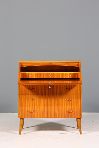 Schlichter Mid Century Sekretär Vintage Schreibmöbel echt Holz Kommode Office Secretary