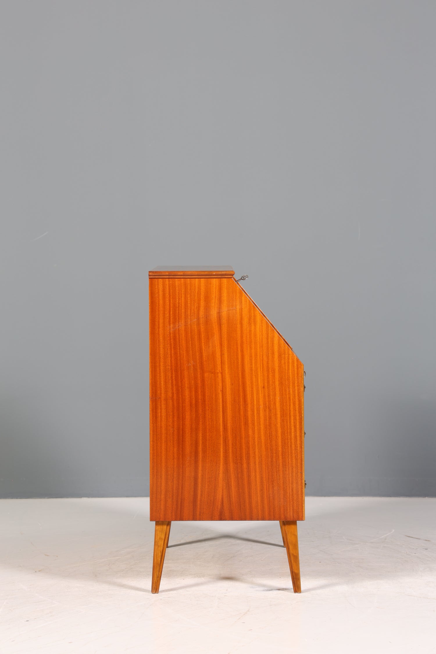 Schlichter Mid Century Sekretär Vintage Schreibmöbel echt Holz Kommode Office Secretary