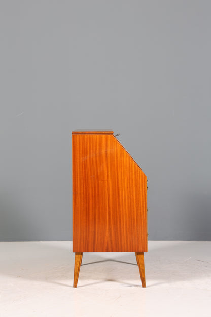 Schlichter Mid Century Sekretär Vintage Schreibmöbel echt Holz Kommode Office Secretary
