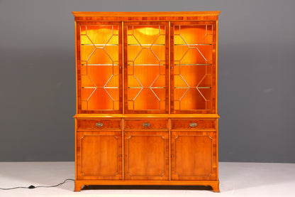 G143 Finish cm Wunderschöne Original Heldense Vitrine Englische Eibe Bücherschrank Buffet Antik Stil Glasvitrine