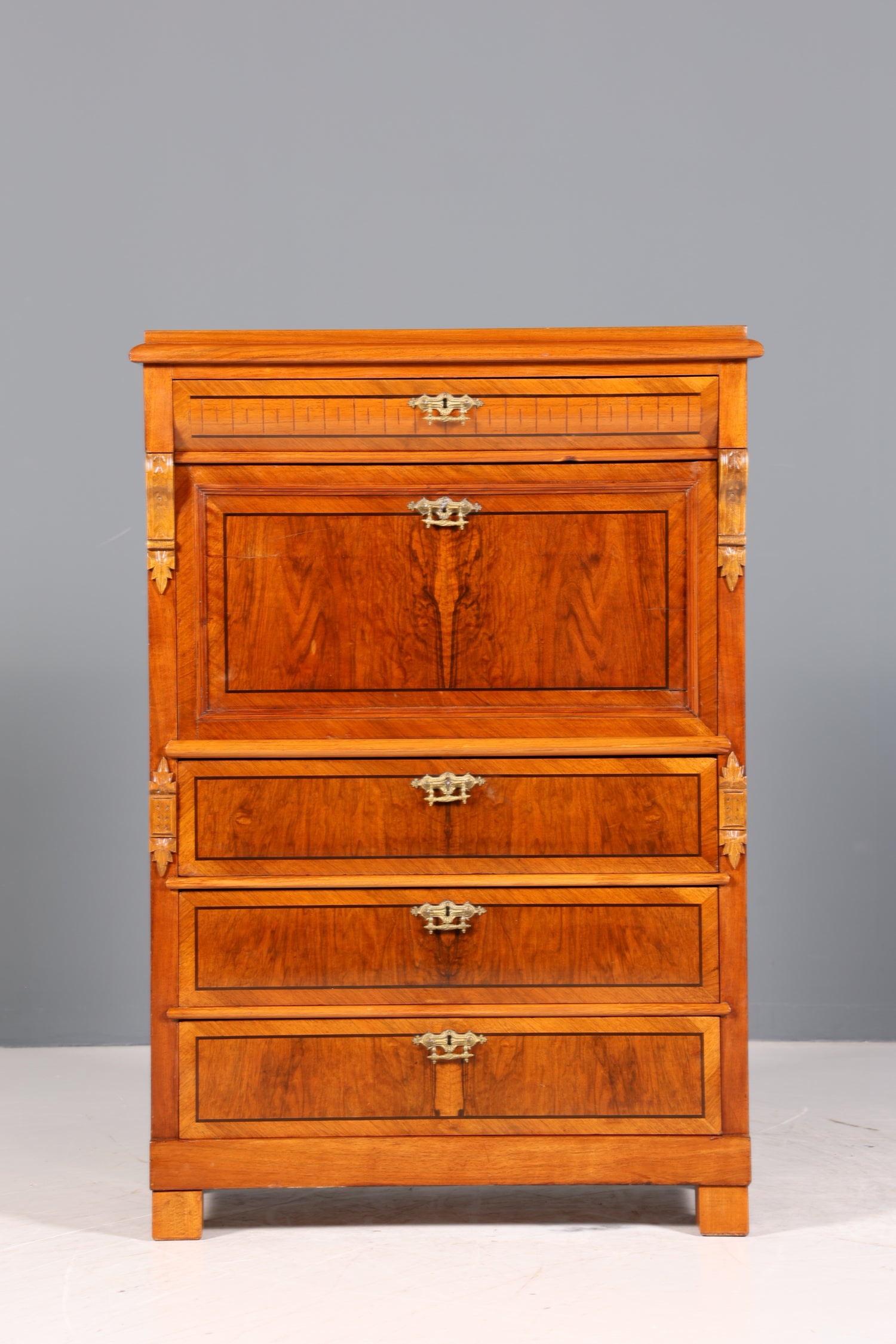 Edler Gründerzeit Sekretär Vertiko Highboard Louis Philippe Kommode Sekretär Schrank um 1880