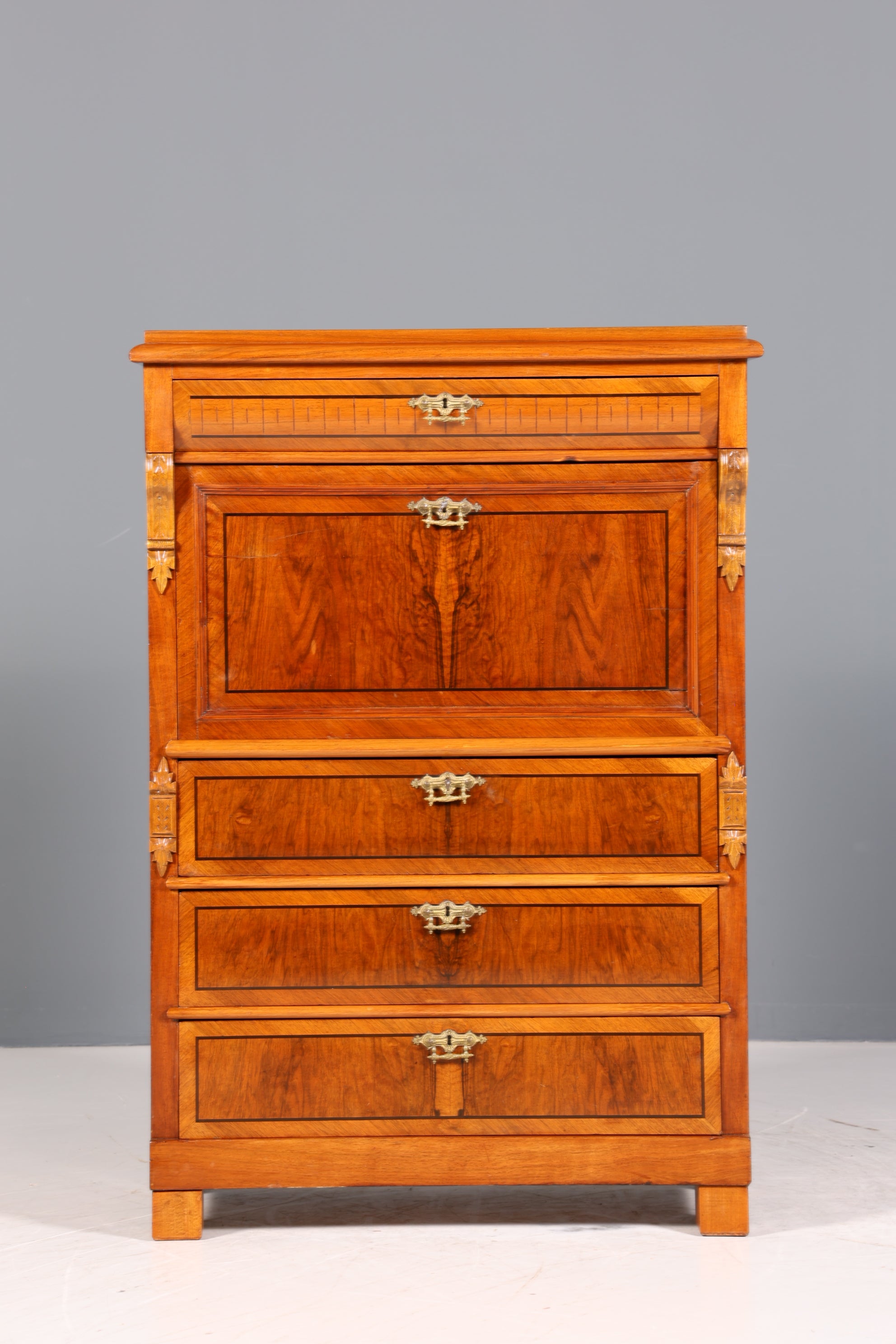 Edler Gründerzeit Sekretär Vertiko Highboard Louis Philippe Kommode Sekretär Schrank um 1880