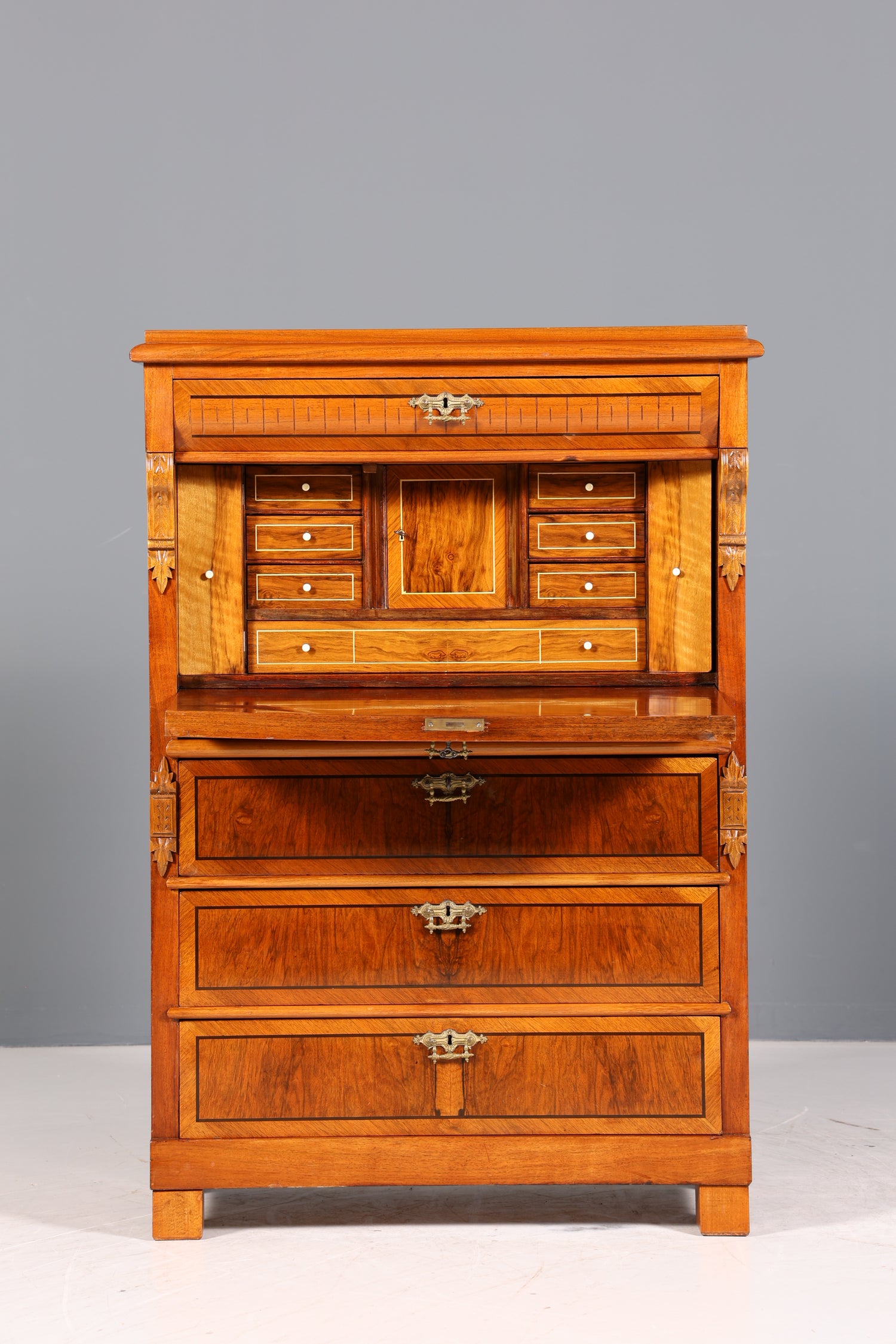 Edler Gründerzeit Sekretär Vertiko Highboard Louis Philippe Kommode Sekretär Schrank um 1880