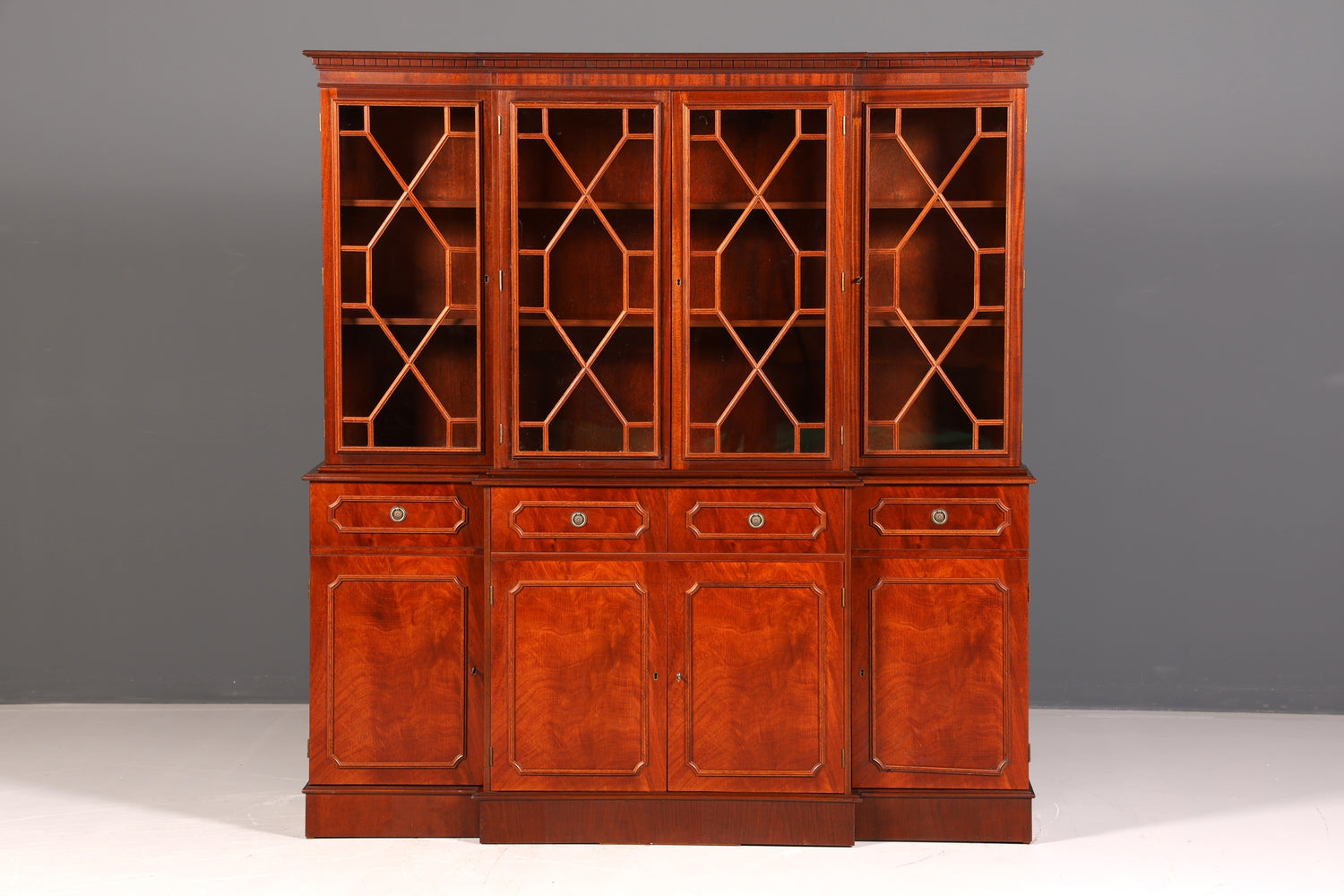 Beeindruckende Englische Vitrine Bibliothek Bücherschrank Glasvitrine Buffet Schrank Echt Holz Antik Vintage