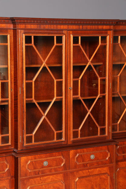 Beeindruckende Englische Vitrine Bibliothek Bücherschrank Glasvitrine Buffet Schrank Echt Holz Antik Vintage
