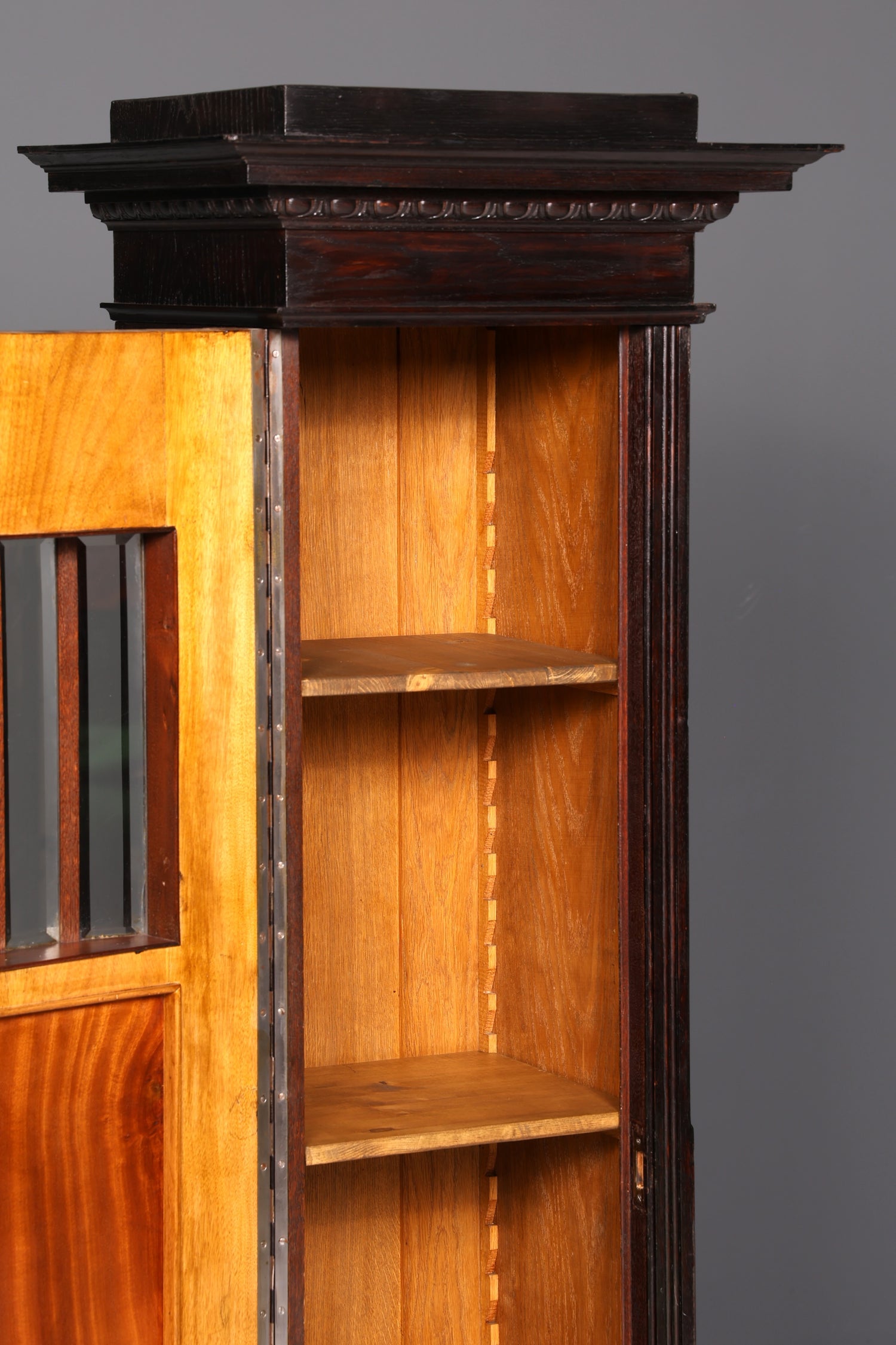 Prachtvolle Jugendstil Vitrine Antiker Bücherschrank Geschirrschrank Glasvitrine Schrank Antik 1 von 2