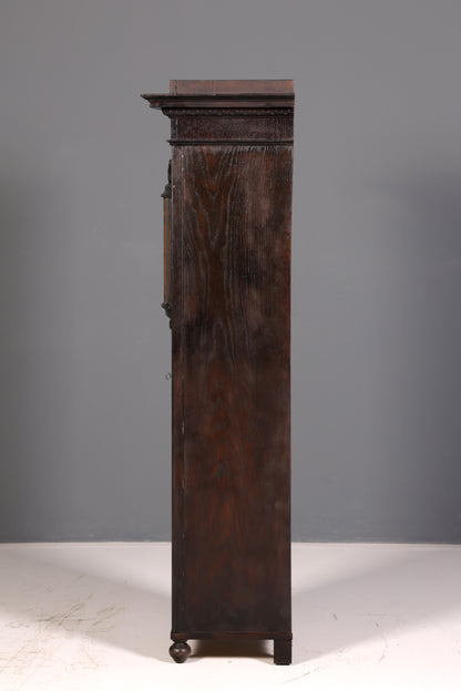 Magnificent Art Nouveau oak display cabinet, antique bookcase, dish cabinet, glass cabinet, antique cabinet, 2 of 2