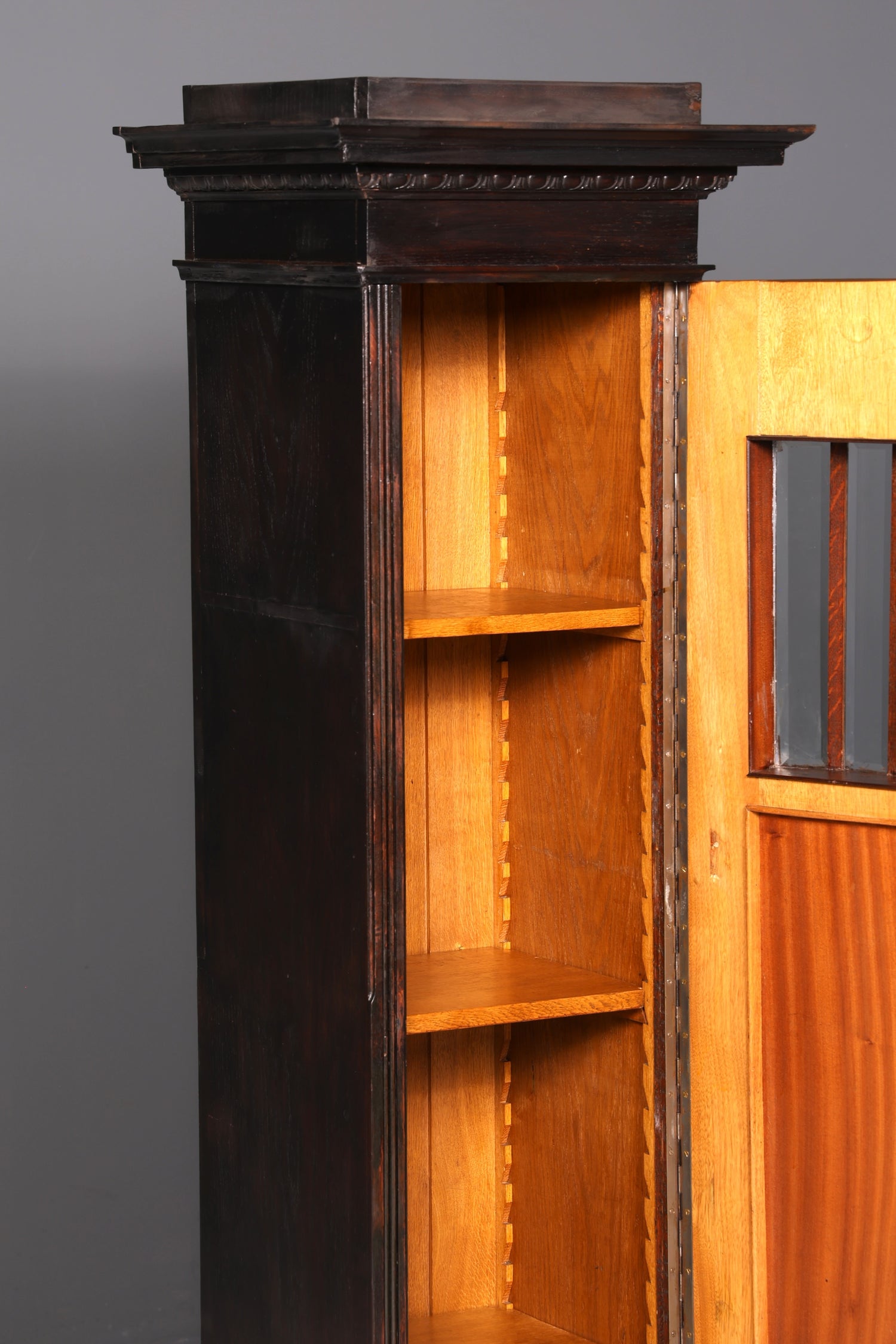 Magnificent Art Nouveau oak display cabinet, antique bookcase, dish cabinet, glass cabinet, antique cabinet, 2 of 2