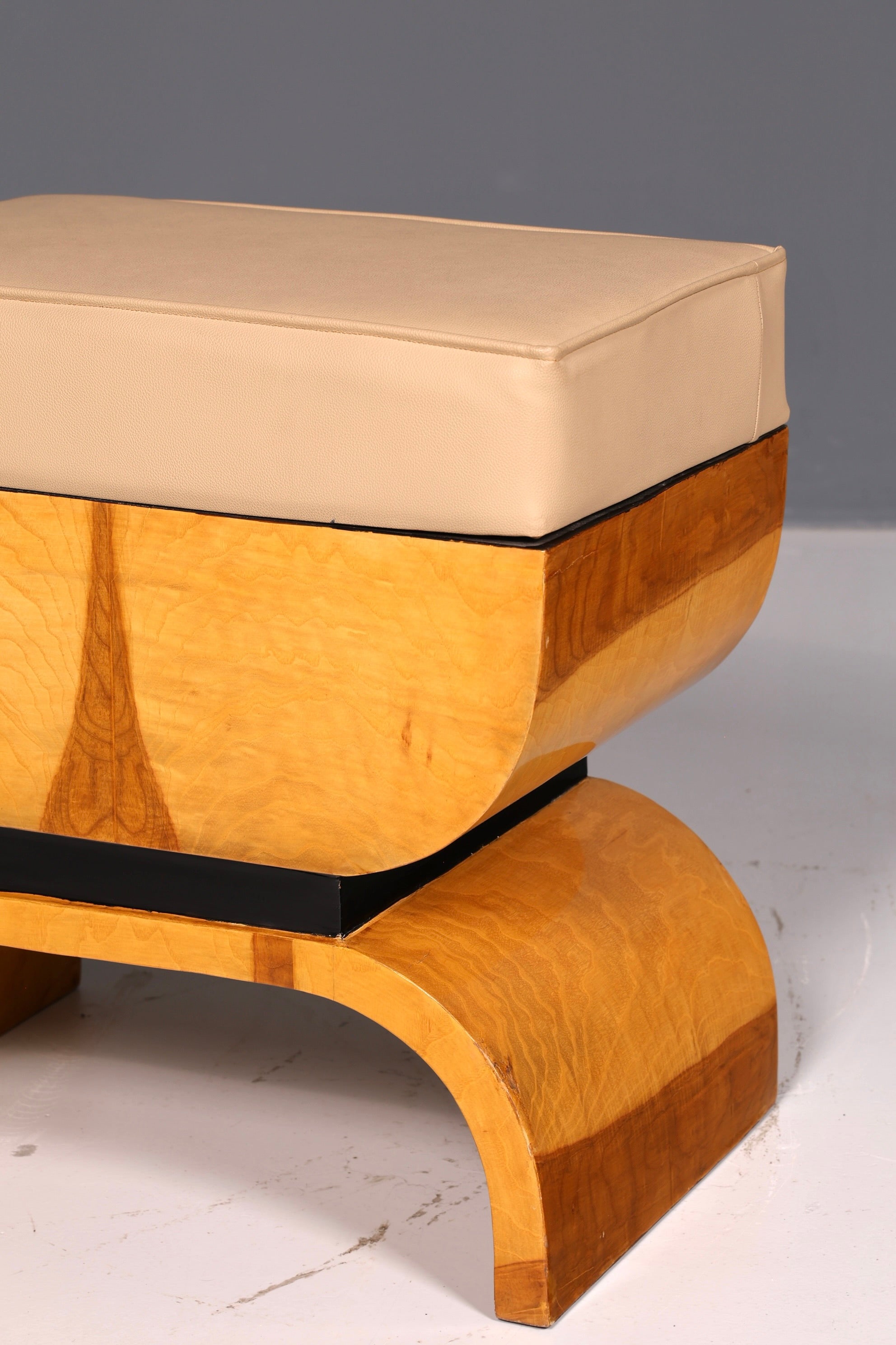 Beautiful Art Deco-style stool, birch, seat stool, footstool, footrest, antique vintage