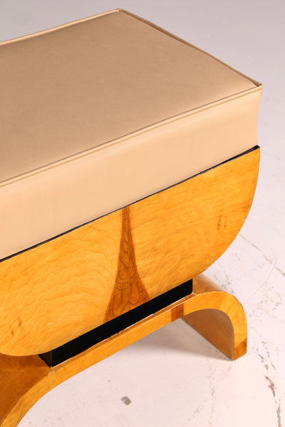 Beautiful Art Deco-style stool, birch, seat stool, footstool, footrest, antique vintage