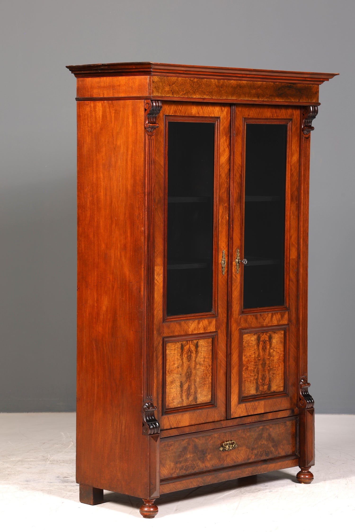 Edler Gründerzeit Vitrine Schrank um 1880 Kleiderschrank Antik Louis Philippe Wäscheschrank