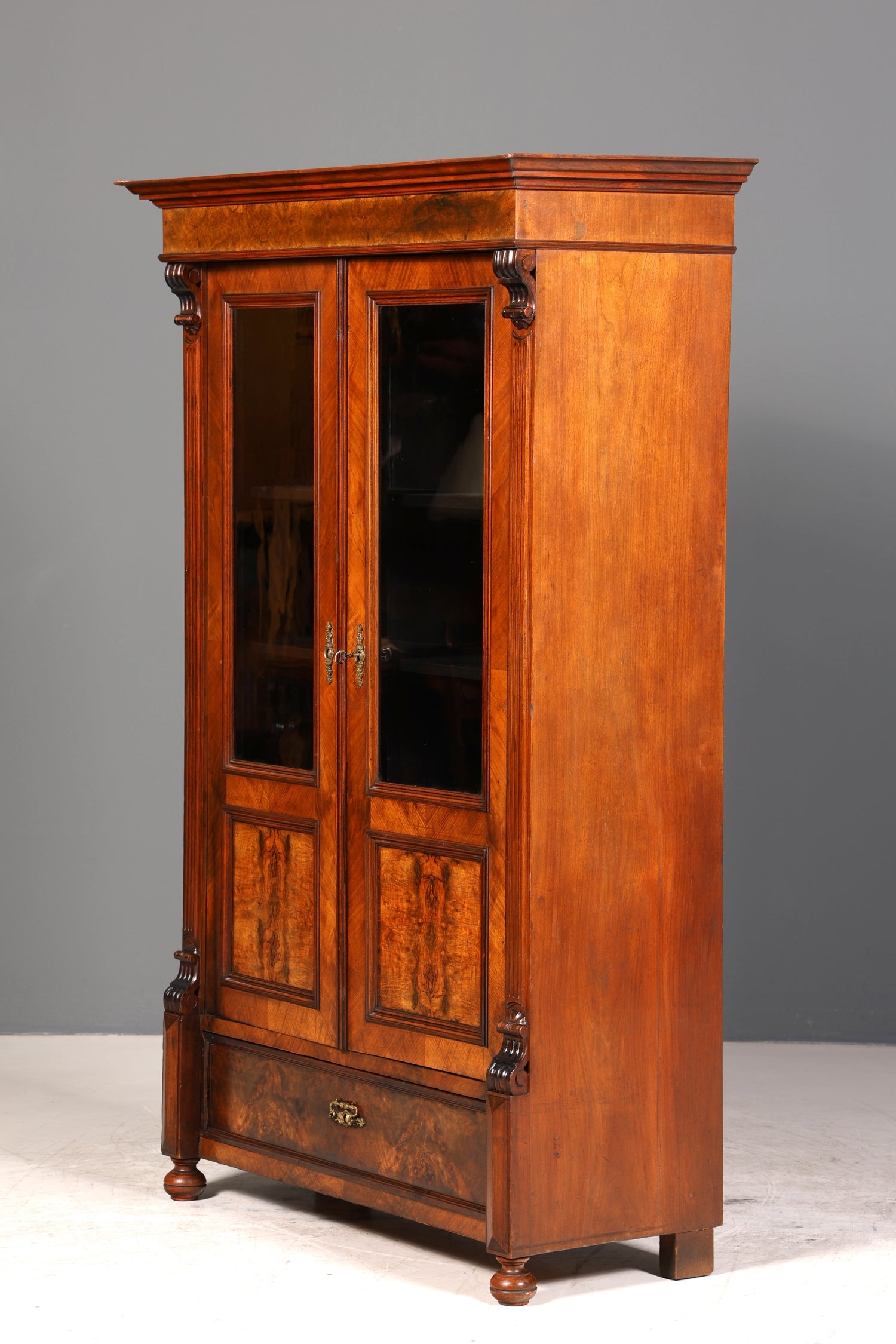 Edler Gründerzeit Vitrine Schrank um 1880 Kleiderschrank Antik Louis Philippe Wäscheschrank