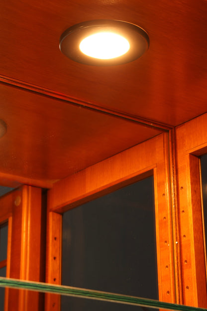 Beautiful Original Heldense Display Cabinet, English Yew Bookcase, Glass Cabinet with Lighting, Antique