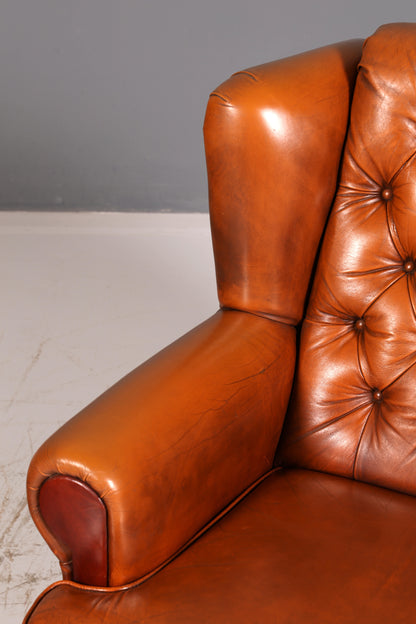 Stilvoller Original Chesterfield Sessel Englischer Armlehnsessel Cognac Echt Leder Herrensessel 2 von 2