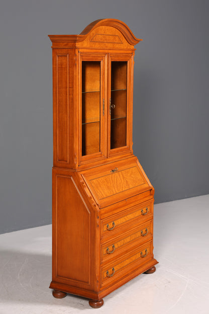 Wunderschöner Original Selva Sekretär Vitrine Antik Stil Bürotisch mit Vitrinenaufsatz echt Holz Office Desk Bürokommode