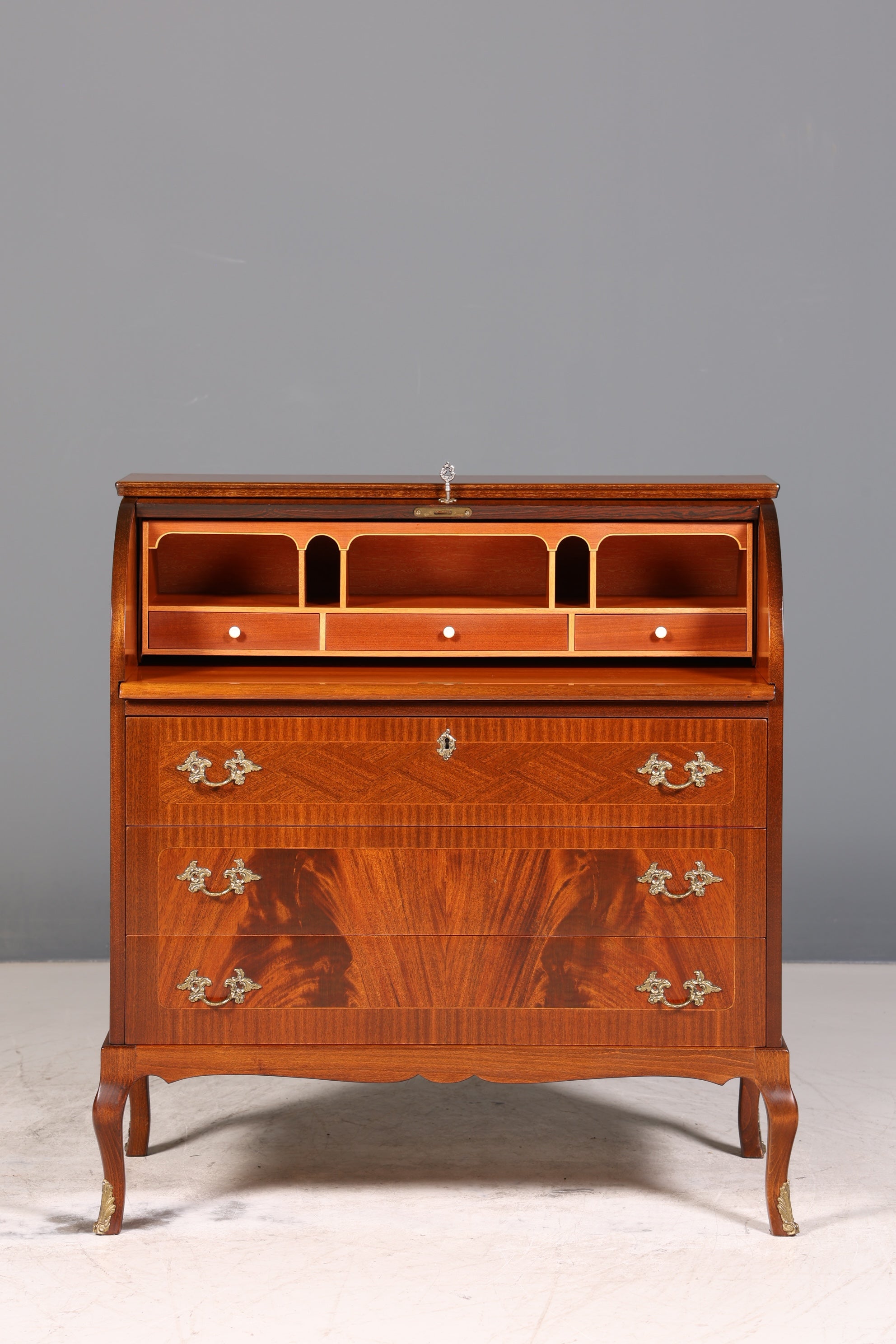 Stilvoller Rollladensekretär im Barock Stil Büro Kommode Sekretär Schreibkommode Schreibtisch