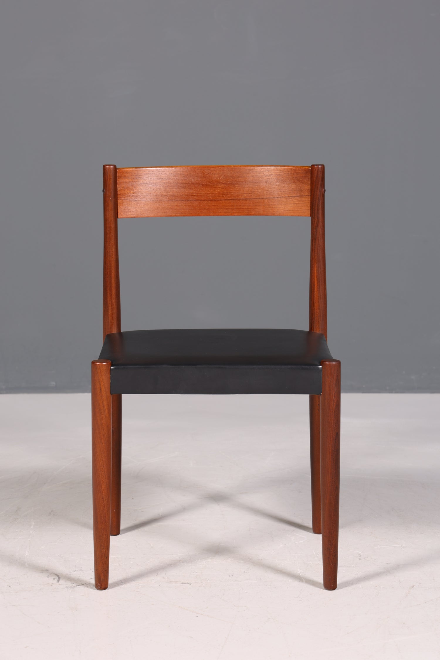 Schlichter Mid Century Stuhl Palisander Retro Sekretär Stuhl echt Leder Danish Design Küchenstuhl 1 von 2