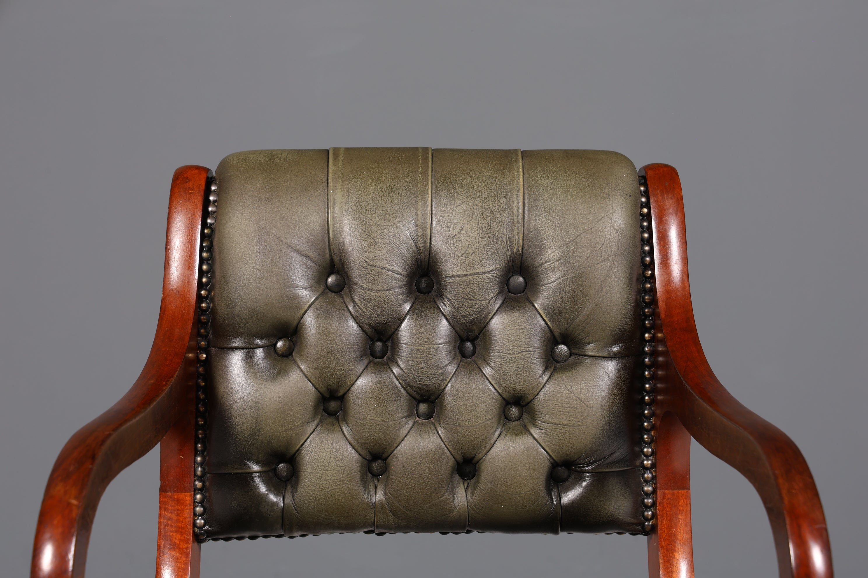 Original Chesterfield Armlehnstuhl Canterbury Englisch Küchenstuhl Sekretär Stuhl echt Leder Stuhl