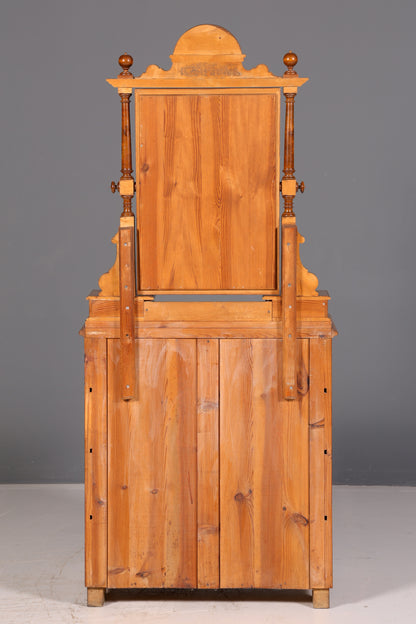 Traumhafte Gründerzeit Kommode mit Spiegelaufsatz Louis Philippe Echt Holz Schrank Antik Flurschrank um 1880 Vintage