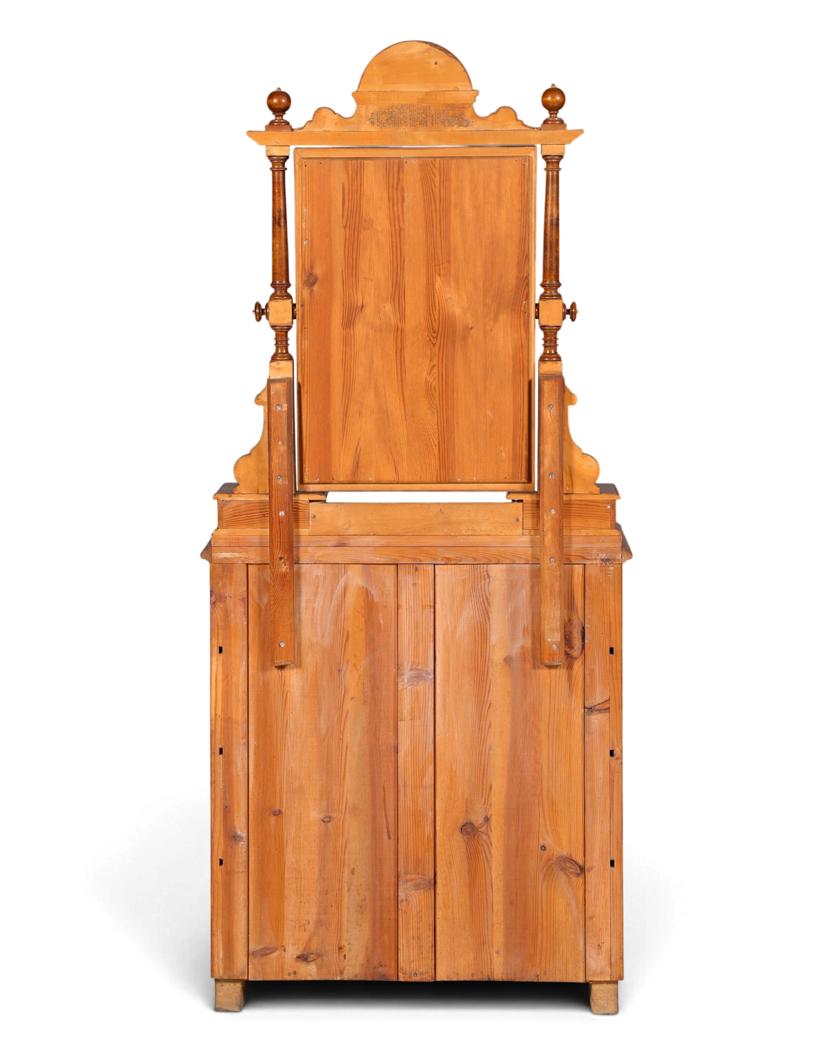Hauptstadt Möblerei Gründerzeit Kommode aus Echt Holz mit Spiegelaufsatz, Rückansicht des antiken Möbelstücks um 1880
