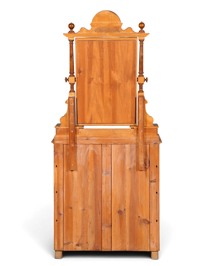 Hauptstadt Möblerei Gründerzeit Kommode aus Echt Holz mit Spiegelaufsatz, Rückansicht des antiken Möbelstücks um 1880
