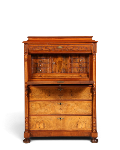 Stilvoller Gründerzeit Sekretär Vertiko Nussbaum Highboard Louis Philippe Kommode Sekretär Schrank um 1880