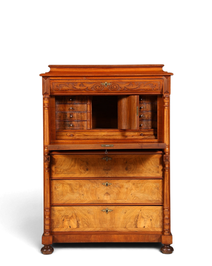 Stilvoller Gründerzeit Sekretär Vertiko Nussbaum Highboard Louis Philippe Kommode Sekretär Schrank um 1880