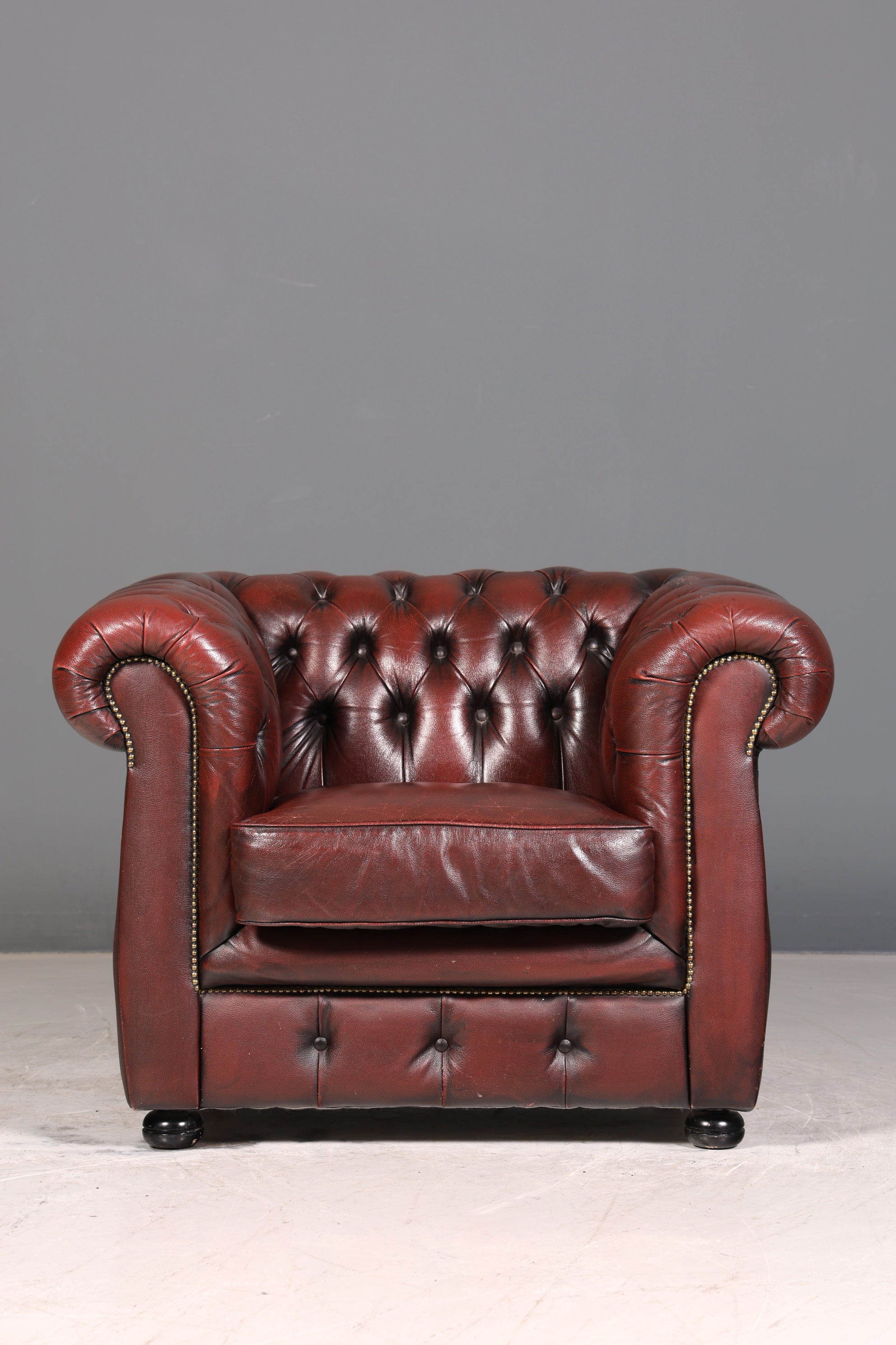 Stilvoller Original Chesterfield Sessel Englisch Leder Armlehnsessel Herrensessel