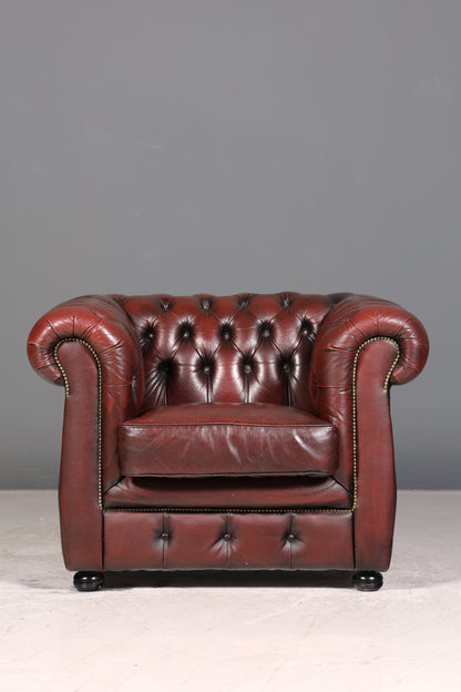 Stilvoller Original Chesterfield Sessel Englisch Leder Armlehnsessel Herrensessel