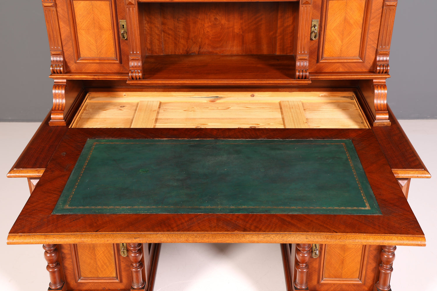 Traumhafter Gründerzeit Schreibtisch mit Aufsatz Jugendstil Bürotisch Massivholz um 1900