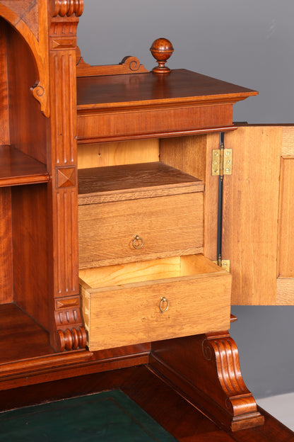 Traumhafter Gründerzeit Schreibtisch mit Aufsatz Jugendstil Bürotisch Massivholz um 1900