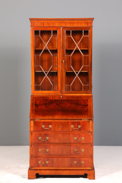 Stilvoller Englischer Sekretär Büro Aufsatzsekretär Antik 60s Vitrinen Schrank UK