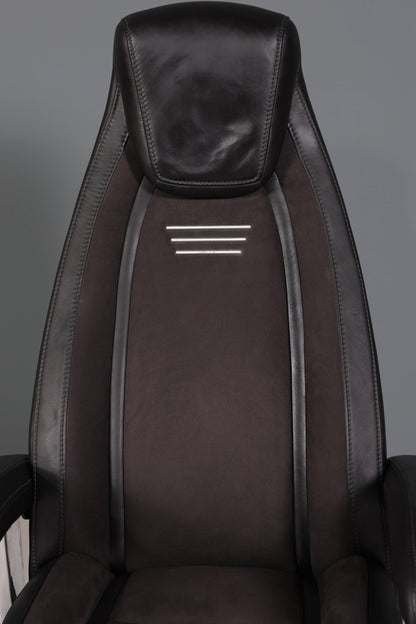 Edler Designer Sessel mit Hocker &quot;Recaro&quot; echt Leder Relax Armlehnsessel Fussablage