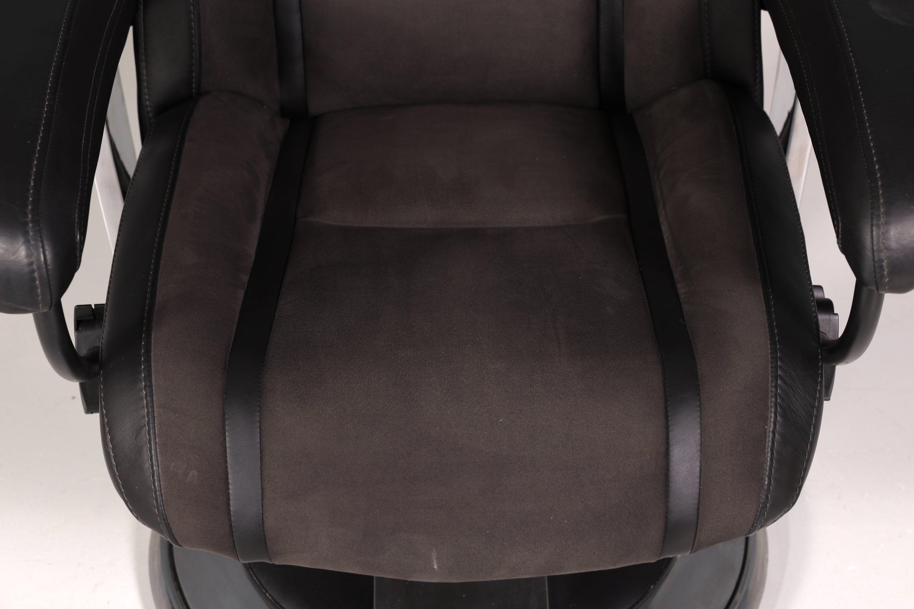 Edler Designer Sessel mit Hocker &quot;Recaro&quot; echt Leder Relax Armlehnsessel Fussablage