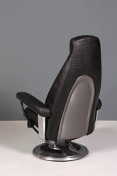 Edler Designer Sessel mit Hocker "Recaro" echt Leder Relax Armlehnsessel Fussablage