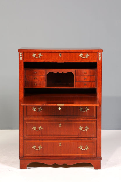 Stilvoller Sekretär im Englischen Stil Büro Vertiko Kommode Mahagoni Schreibkommode