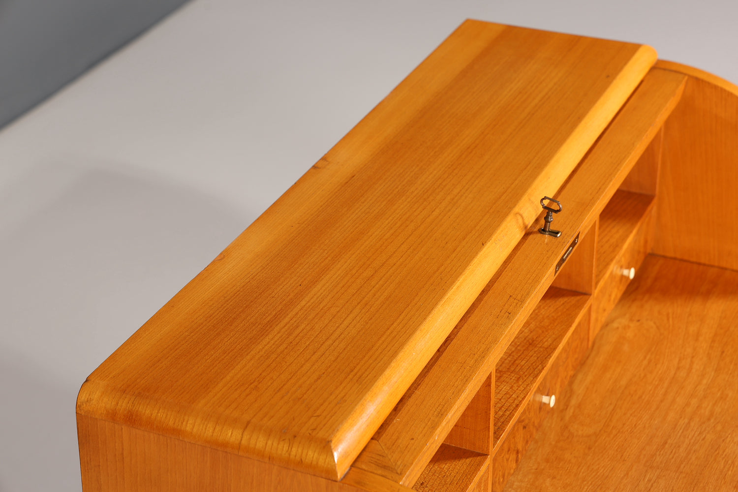 Wunderschöner Mid Century Rollladen Sekretär echt Holz Büro Schrank Retro Schreibkommode