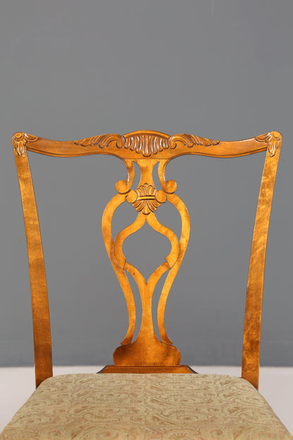 4x Wunderschöne Chippendale Stühle Barock Stil Stuhlset Polsterstuhl Set Englisch Küchenstühle Esszimmer Stühle