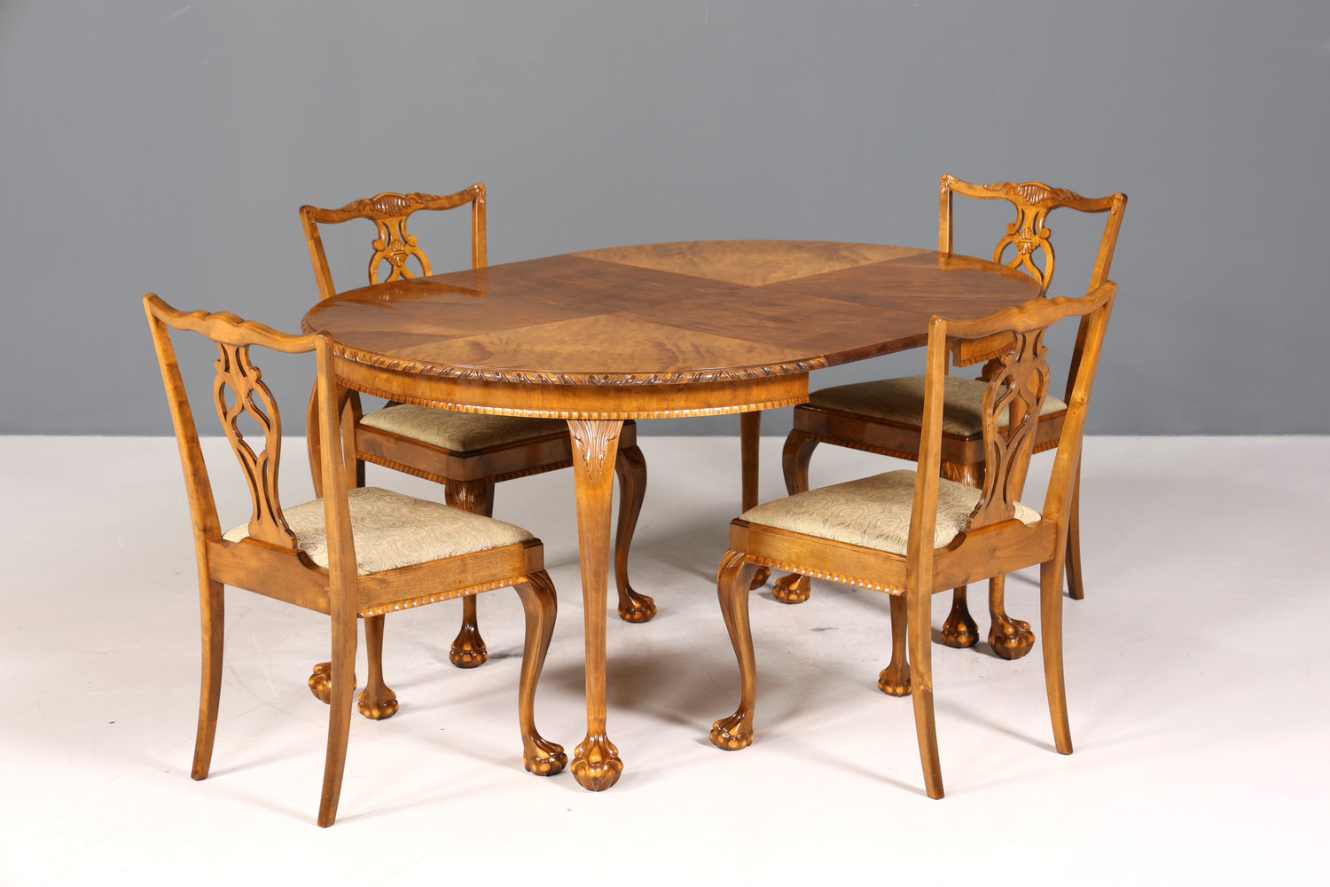 4x Wunderschöne Chippendale Stühle Barock Stil Stuhlset Polsterstuhl Set Englisch Küchenstühle Esszimmer Stühle