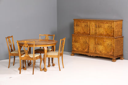 4x Wunderschöne Chippendale Stühle Barock Stil Stuhlset Polsterstuhl Set Englisch Küchenstühle Esszimmer Stühle